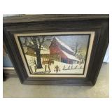 H. Hargrove oil on canvas winter scene picture