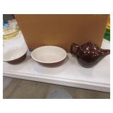 small mccoy teapot & hall dishes