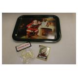coca cola tray w/ornaments