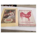 newer wood sign & coke poster