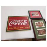 newer coke pictures & wood sign