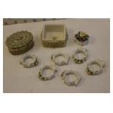 dresden napkin rings,bone china,trinket boxes