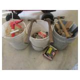 3 buckets w/tools & items