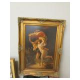 oil on canvas man & lady painting(couple dings)