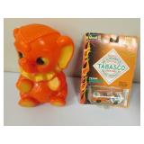 tobasco nascar & plastic elephant bank