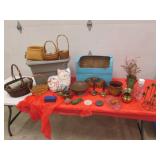 tote,spittoon,brass candleholders,baskets & items