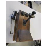 antique oak wall phone