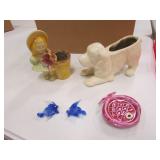 2 platers,tiny glass fish & fish