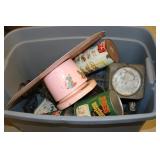 adv.cans,decorator items,tote,fireplace tool