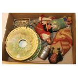 majolica bowl,indian dolls,coin bank