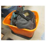 orange tote,army blabket,hats & items