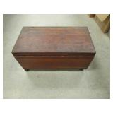 cedar doll trunk,old doll & clothes