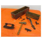 sewing dwawer,cheese box,bits,stanley level,items