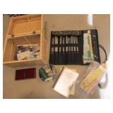 sewing needles,basket & items