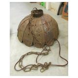 old metal hanging light,cord is cut off