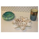 royal doultan vase,murano white glass dish & bowl