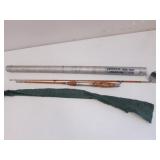 old wooden heddon fishing pole