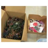 box of costume jewelry & old lights