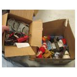 box of toys & remote controls