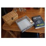basket,glass case & book