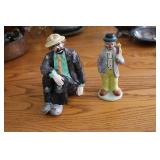 2 emmett kelly clown figurines