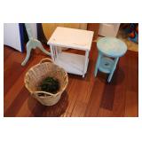 2 plant stands & basket