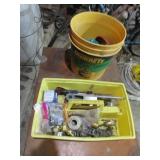 bucket,carrier & items incl:brass & copper