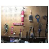 levels,bungee cords,fire ext. & items