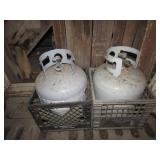 2 empty lp tanks & milk crates