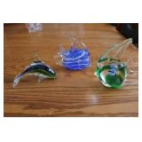 2 glass fish & dolphin