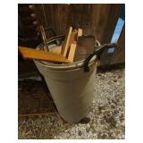 trash barrel & misc wood