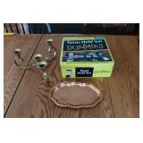 brass candleholder,tray & texas hold em game