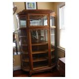 very nice antique oak curved front cabinet
