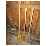 3 wooden oars