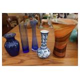 5 glass vases