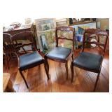 3 flower back chairs & black chair