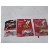 3 toy cars incl: coke delivery trucks