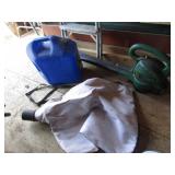 leaf blowers & kerosene can