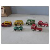 6 toy trucks & cars
