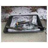 container,tarp,sprinkler & items