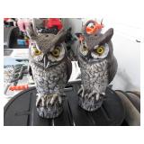 2 plastic garden owls
