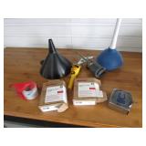 colts tape measure,packing tape,funnel & items