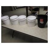 1 gallon white buckets & trash can