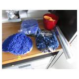 new blue car wash mops & red planter