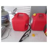two 5 gallon gas cans