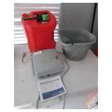 5 gal. gas can,controller & bucket