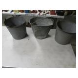 3 galvanized milking buckets