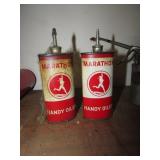 2 marathon running man advertising oil cans