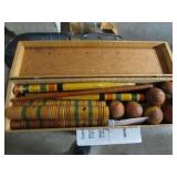 old croquet set w/box