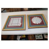 2 wall linen wall hangings